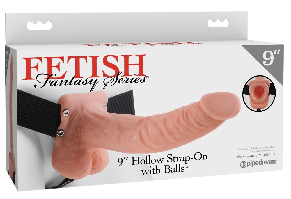 9" Hollow Strap-on med testikler